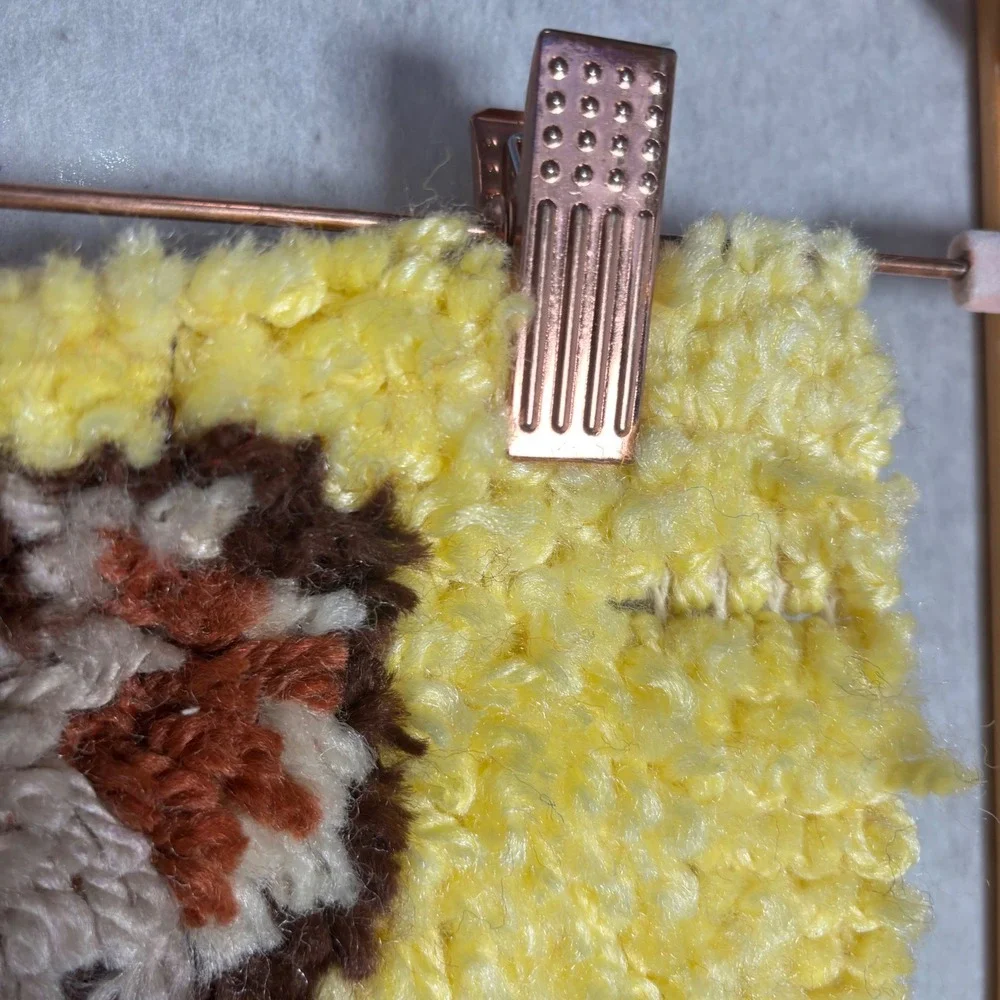 Handmade Koala Latch Hook Wall‎ Hanging Textile Art Yellow Brown Pillow